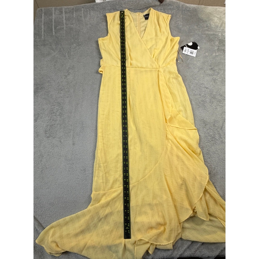 NWT Maison Tara Womens‎ Butter Yellow Sleeveless Faux Wrap Maxi Dress Size 12